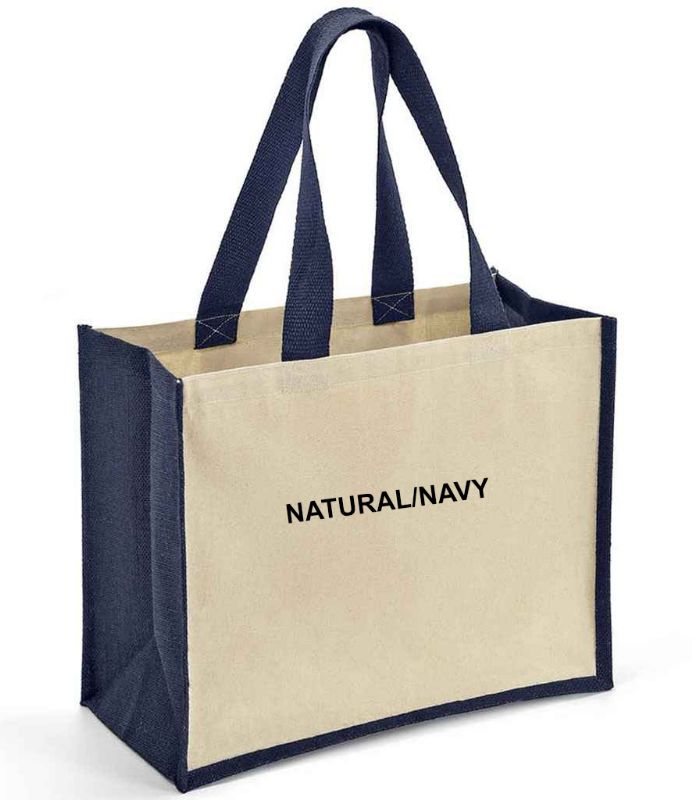 Jute shopper with colour inserts